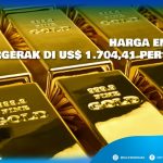 Harga emas spot bergerak di US$ 1.704,41 per ons troi